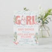 雪だるまの女の子のベビーシャワー招待状 招待状 (スタンド正面)