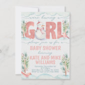 雪だるまの女の子のベビーシャワー招待状 招待状 (正面)