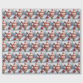 雪だるまの姓が付いた赤いメカスタムールボックス ラッピングペーパー (フラット)