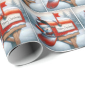 雪だるまの姓が付いた赤いメカスタムールボックス ラッピングペーパー (ロールコーナー)