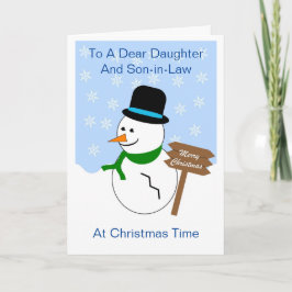 雪だるまの娘と義理の息子クリスマスカード シーズンカード