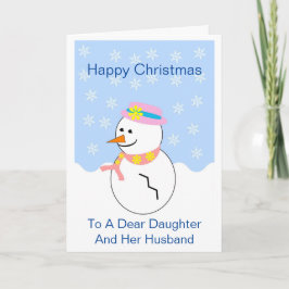 雪だるまの娘と義理の息子クリスマスカード シーズンカード