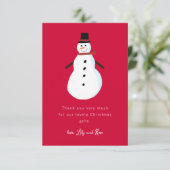 雪だるまの子供のクリスマス サンキューカード (スタンド正面)