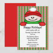 雪だるまの子供の休暇パーティー招待状 招待状 (正面/裏面)