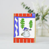 雪だるまの季節の挨拶 シーズンポストカード (スタンド正面)