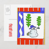 雪だるまの季節の挨拶 シーズンポストカード (正面/裏面)