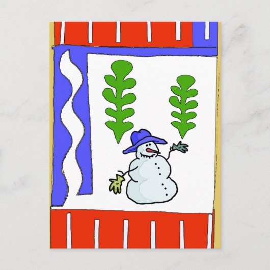 雪だるまの季節の挨拶 シーズンポストカード (正面)