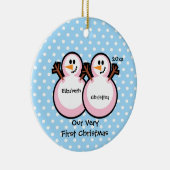 雪だるまの対の女の子のベビーの初めてのクリスマスのオーナメント セラミックオーナメント (右)
