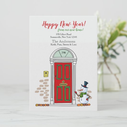 雪だるまの年明けの引っ越し案内 招待状 (スタンド正面)