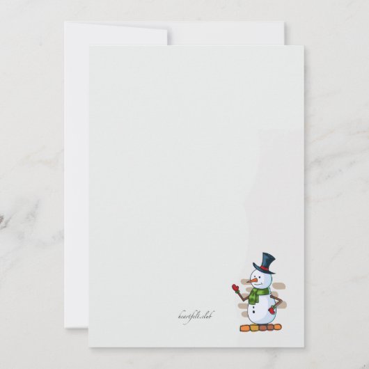 雪だるまの年明けの引っ越し案内 招待状 (裏面)