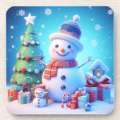 雪だるまの応援 コースター (正面)