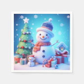 雪だるまの応援 スタンダードカクテルナプキン (正面)