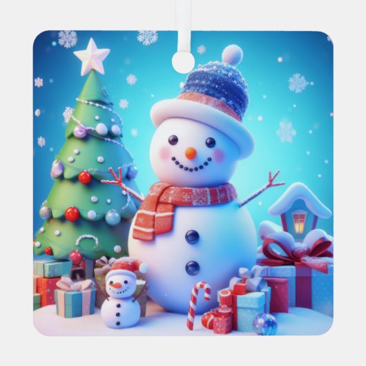 雪だるまの応援 メタルオーナメント (裏面)