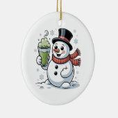 雪だるまの抹茶クリスマスドリンク  セラミックオーナメント (右)