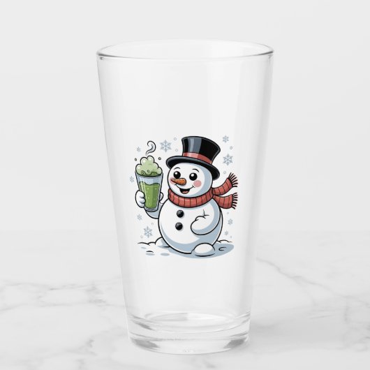 雪だるまの抹茶クリスマスドリンク タンブラーグラス (正面)