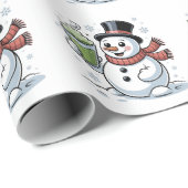 雪だるまの抹茶クリスマスドリンク ラッピングペーパー (ロールコーナー)