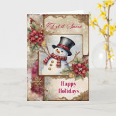 雪だるまの挨拶 カード (黄色い花)