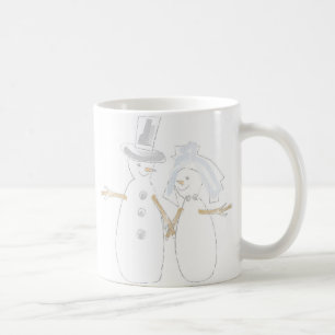 雪だるまの新郎新婦 コーヒーマグカップ