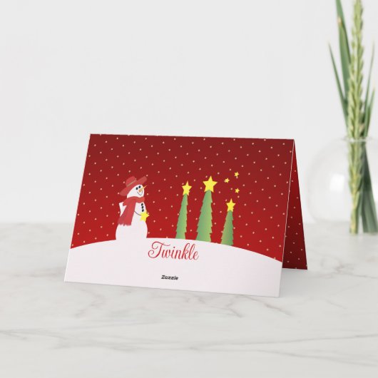 雪だるまの木と星 カード (裏面)