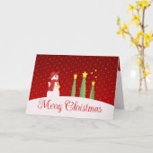 雪だるまの木と星 カード (黄色い花)