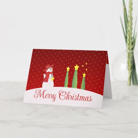 雪だるまの木と星 カード (正面)