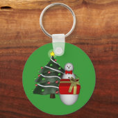 雪だるまの木のギフトのクリスマスの休日Keychain キーホルダー (正面)