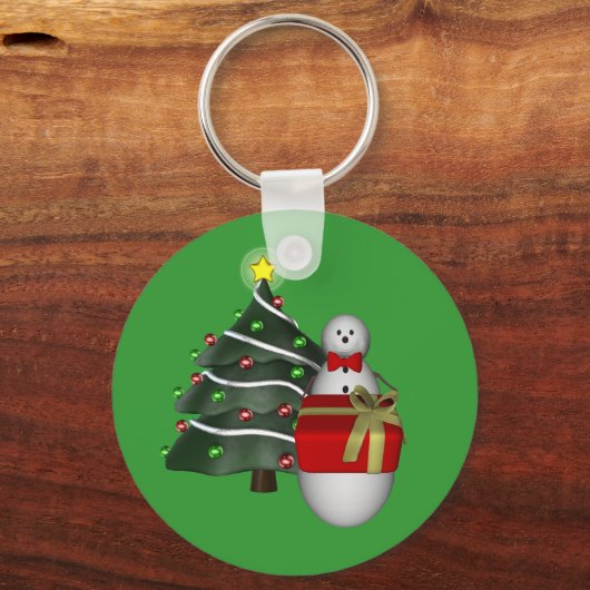 雪だるまの木のギフトのクリスマスの休日Keychain キーホルダー (正面)