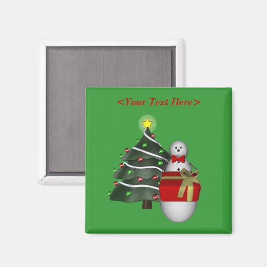 雪だるまの木の現在のクリスマスの休日 マグネット (正面/裏面)
