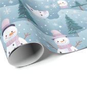 雪だるまの木の雪のモダン結晶 ラッピングペーパー (ロールコーナー)