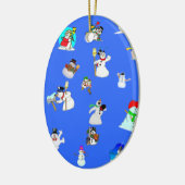 雪だるまの楕円形のクリスマスのオーナメント セラミックオーナメント (左)