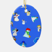 雪だるまの楕円形のクリスマスのオーナメント セラミックオーナメント (裏面)