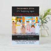 雪だるまの楽しいエレガントなクリスマスパーティー 招待状 (スタンド正面)