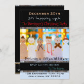 雪だるまの楽しいエレガントなクリスマスパーティー 招待状 (正面/裏面)