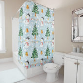 雪だるまの水彩模様のモミ シャワーカーテン (インサイチュ)