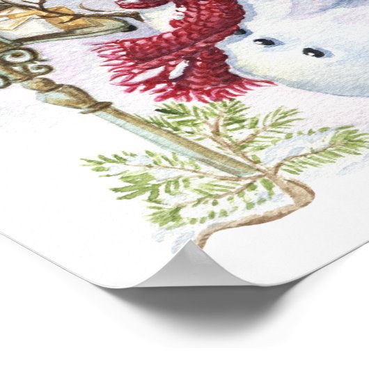 雪だるまの水色の冬のクリスマスデクページ ポスター (角)