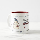 雪だるまの溶解私のハートのマグ ツートーンマグカップ (正面左)