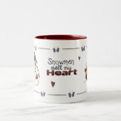 雪だるまの溶解私のハートのマグ ツートーンマグカップ (中央)