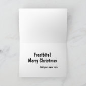 雪だるまの演劇日付のユーモアの冗談のクリスマスカード シーズンカード (内部)