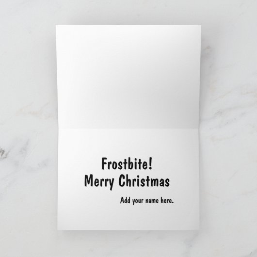 雪だるまの演劇日付のユーモアの冗談のクリスマスカード シーズンカード (内部)