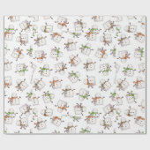 雪だるまの白い背景クリスマスシーズン ラッピングペーパー (フラット)