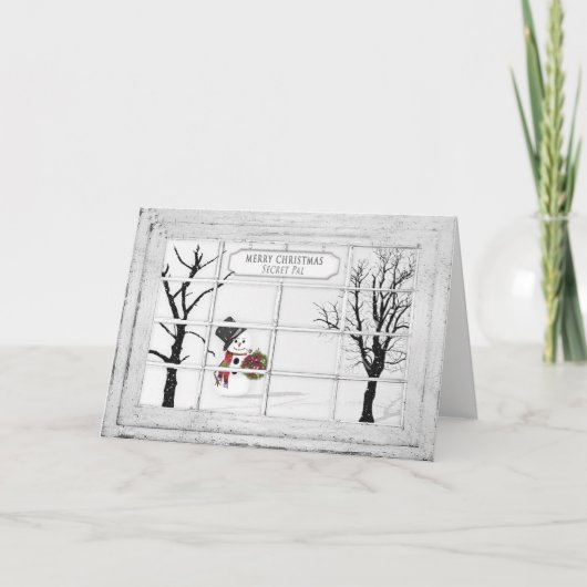 雪だるまの眺め窓-クリスマス-秘密の友達 シーズンカード (正面)
