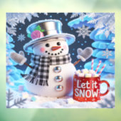 雪だるまの窓用ステッカー Let It Snow ウィンドウサイン (シート3)