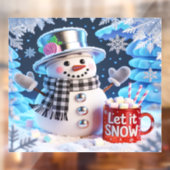 雪だるまの窓用ステッカー Let It Snow ウィンドウサイン (シート2)