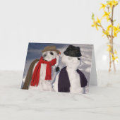 雪だるまの結婚記念日カード カード (黄色い花)