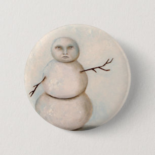 雪だるまの絵画 缶バッジ
