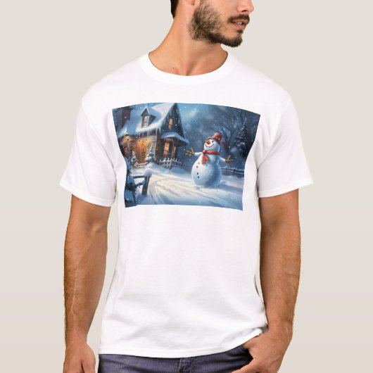 雪だるまの絵 Tシャツ (正面)