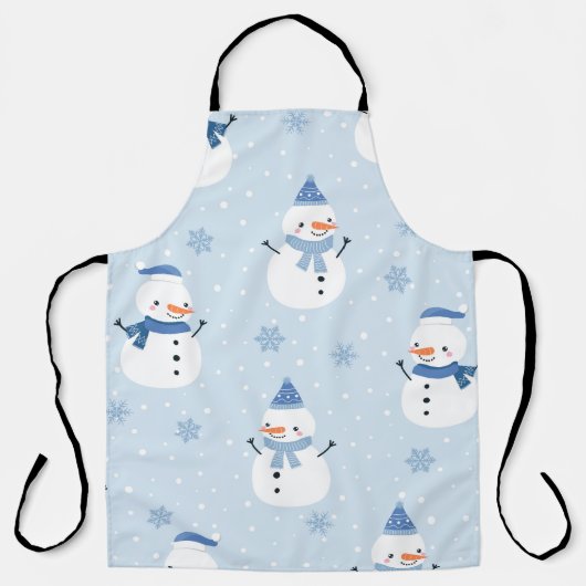 雪だるまの継ぎ目のない模様，冬の背景，冬  エプロン (正面)