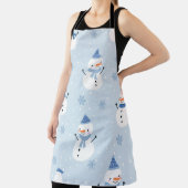 雪だるまの継ぎ目のない模様，冬の背景，冬  エプロン (インサイチュ)