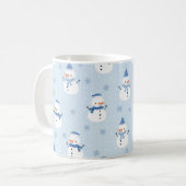 雪だるまの継ぎ目のない模様,冬の背景,冬 コーヒーマグカップ (正面左)