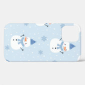 雪だるまの継ぎ目のない模様，冬の背景，冬  Case-Mate iPhoneケース (裏面 (横))